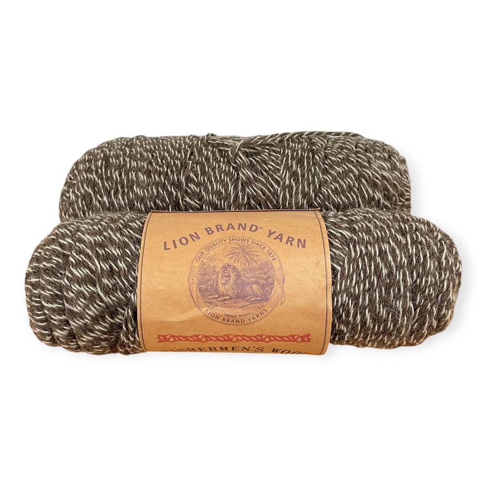 Lion Brand Fishermens Wool Yarn Maple Tweed 201 100% Virgin Wool 2 Skeins Lot